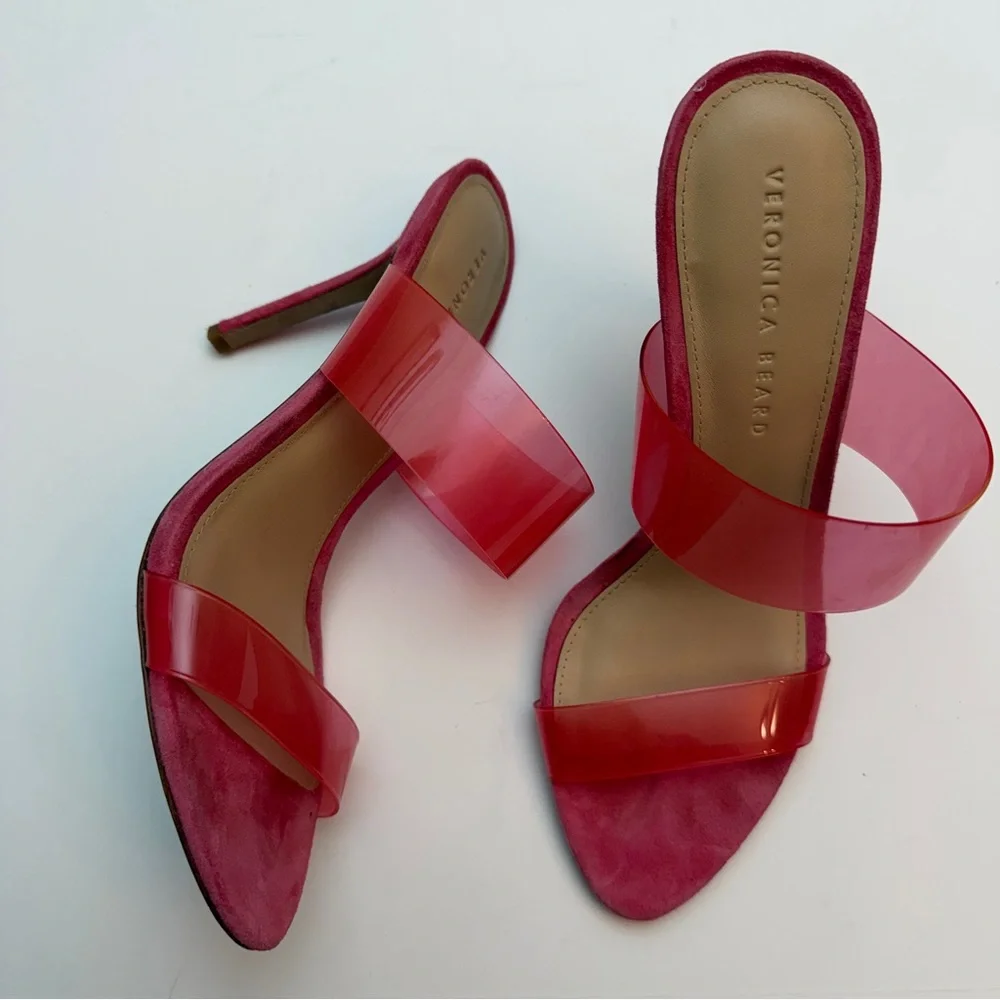 Veronica Beard Asha Pink Translucent Strapped Sandal Heels,Size 8.5 (fit like 8) - Picture 2 of 8